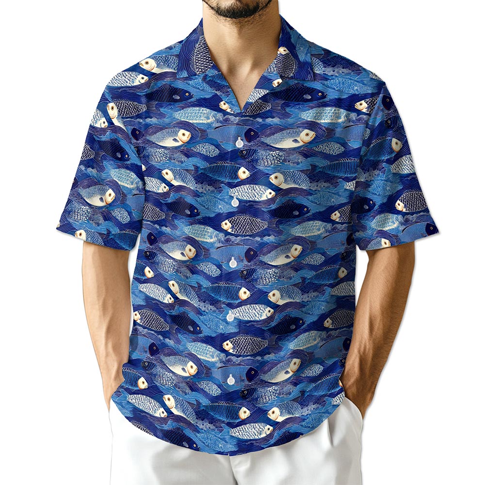 Netecom Japanese Fish Pattern Shirt for Men