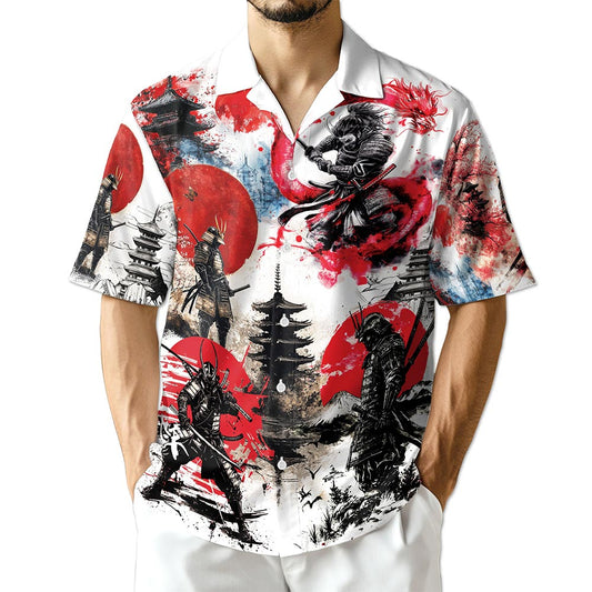 Netecom Japanese Samurai Hawaiian Shirt for Men