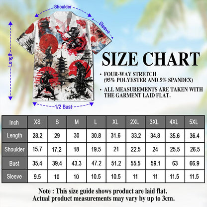 Netecom Japanese Samurai Hawaiian Shirt for Men, Japanese Art Lover Gift, Button Down Summer Beach Short Sleeve, Sizes S-5XL