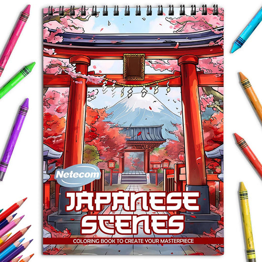 Netecom Japanese Scenes Coloring Book for Adults