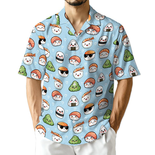 Netecom Japanese Sushi Pattern Hawaiian Shirt for Men