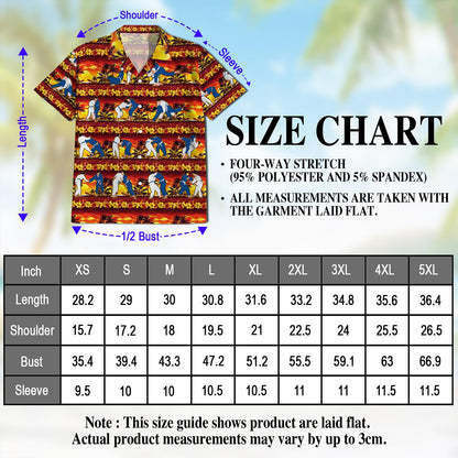 Netecom Judo Palm Hawaiian Shirt for Men, Tropical Style, Button Down Summer Beach Short Sleeve, S-5XL