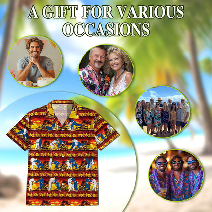 Netecom Judo Palm Hawaiian Shirt for Men, Tropical Style, Button Down Summer Beach Short Sleeve, S-5XL