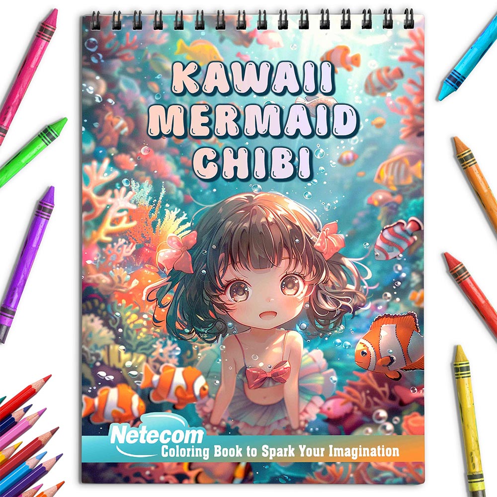 Netecom Kawaii Chibi Mermaid Coloring Book for Adults