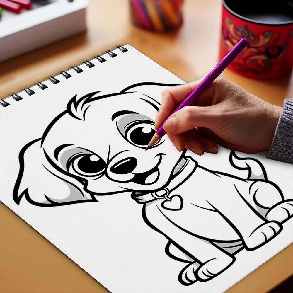 Netecom Kawaii Dogs Coloring Book Spiral Bound for Adults