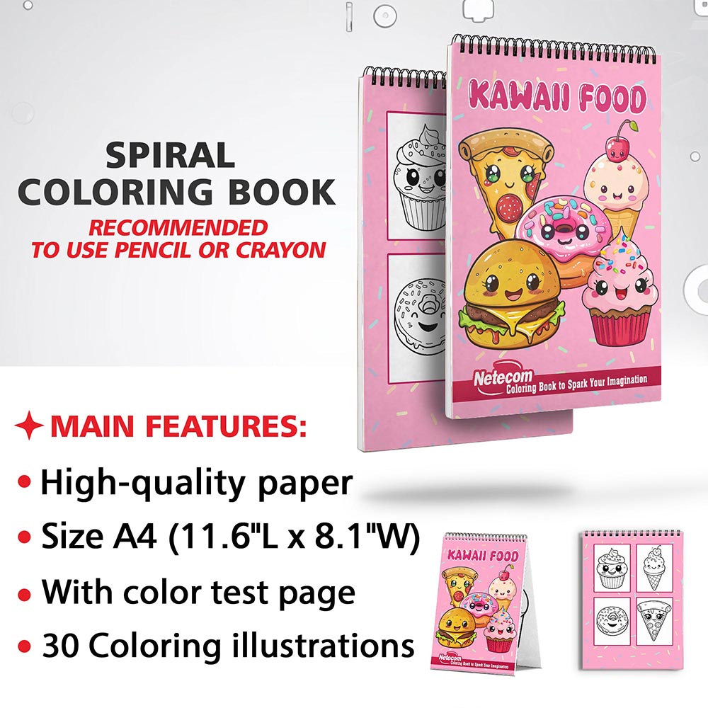 Netecom Kawaii Food Coloring Sheets for Adults