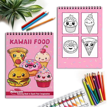 Netecom Kawaii Food Spiral Coloring Book for Adults