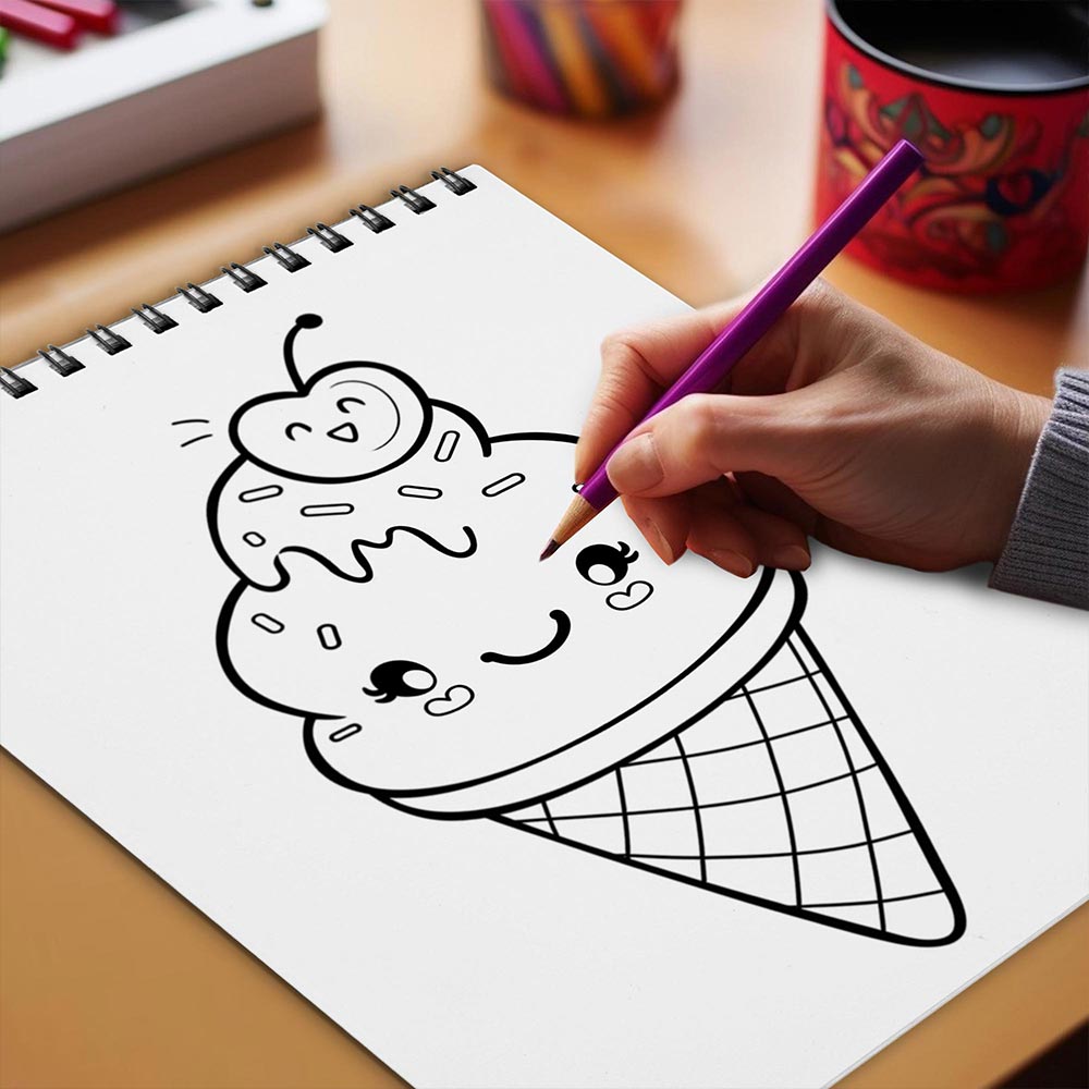 Netecom Kawaii Food Coloring Book Spiral Bound for Adults