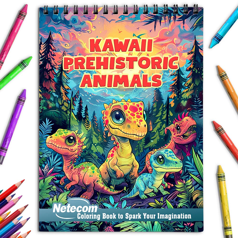 Netecom Kawaii Prehistoric Animals Coloring Book for Adults