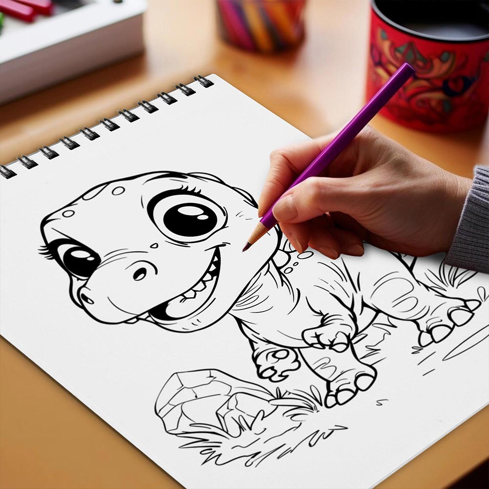 Netecom Kawaii Prehistoric Animals Coloring Book Spiral Bound for Adults