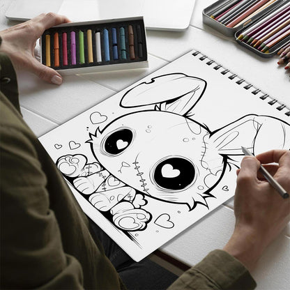 Netecom Kawaii Zombie Animals Spiral Bound Coloring Book for Adult