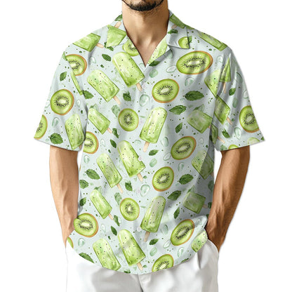 Netecom Kiwi Ice Cream Print Hawaiian Shirt for Men