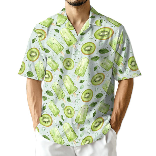 Netecom Kiwi Ice Cream Print Hawaiian Shirt for Men