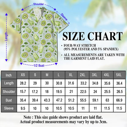 Netecom Kiwi Ice Cream Print Hawaiian Shirt for Men, Ice Cream Lover Gifts, Tropical Button Down Summer Beach Shirts, S-5XL