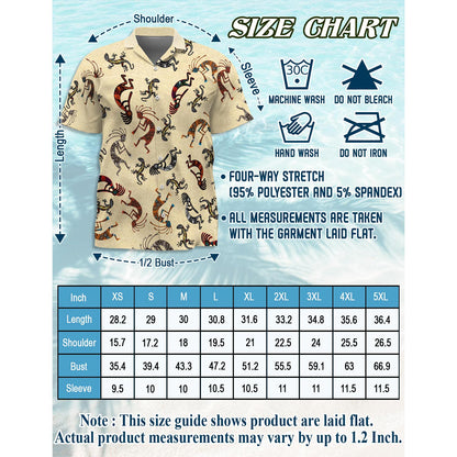 Netecom Kokopelli Hawaiian Shirt for Men, Button Down Summer Beach Short Sleeve, Vintage Style, Sizes S-5XL