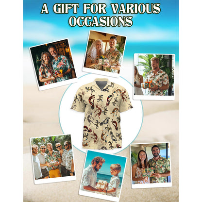 Netecom Kokopelli Hawaiian Shirt for Men, Button Down Summer Beach Short Sleeve, Vintage Style, Sizes S-5XL
