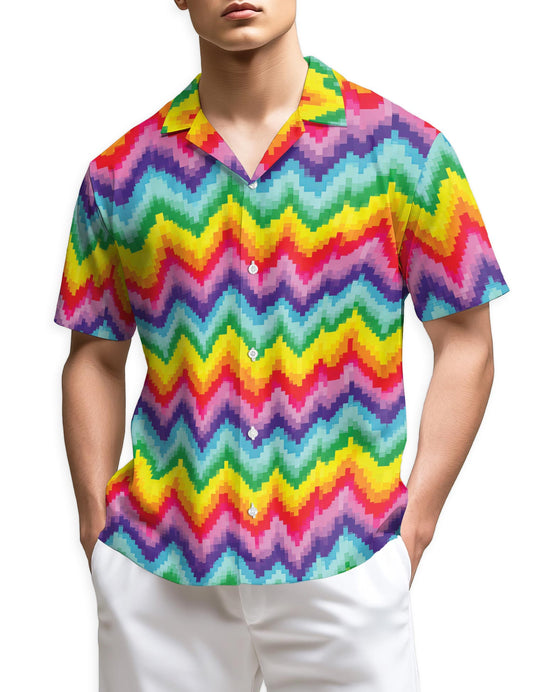 Netecom LGBT Rainbow Pixel Hawaiian Shirt for Men