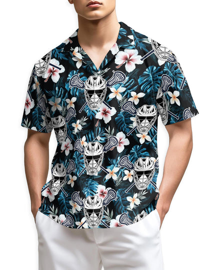Netecom Lacrosse Time Blue Tropical Hawaiian Shirt for Men