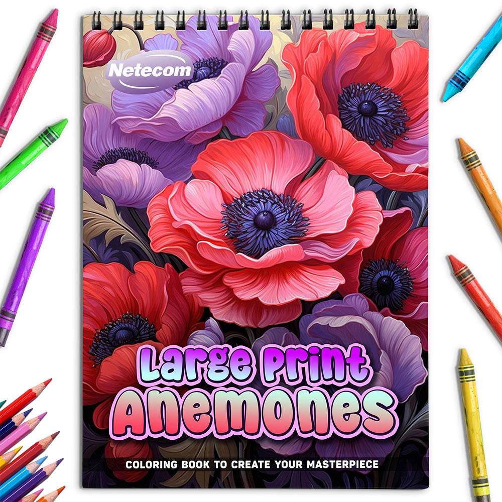 Netecom Large Print Anemones Coloring Book for Adults