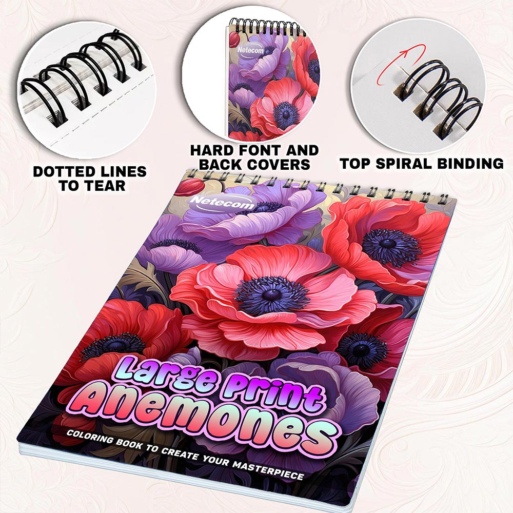 Netecom Large Print Anemones Coloring Pages for Adults