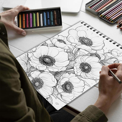 Netecom Large Print Anemones Spiral Bound Coloring Book for Adults