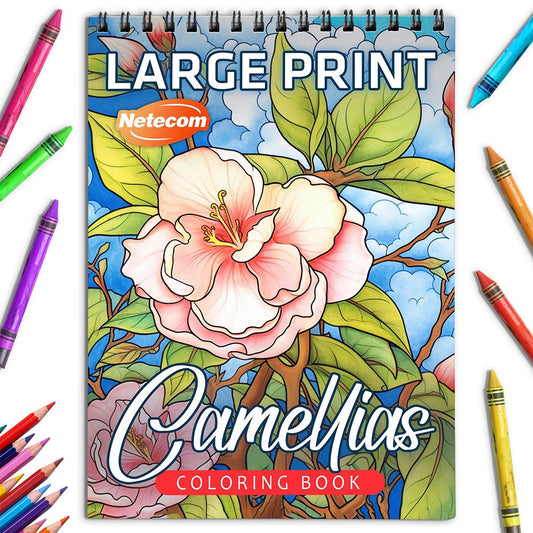 Netecom Large Print Camellias Coloring Book for Adults