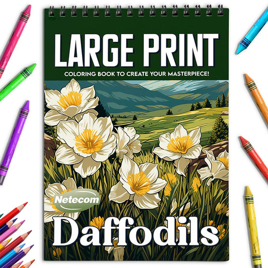 Netecom Large Print Daffodils Coloring Book for Adults