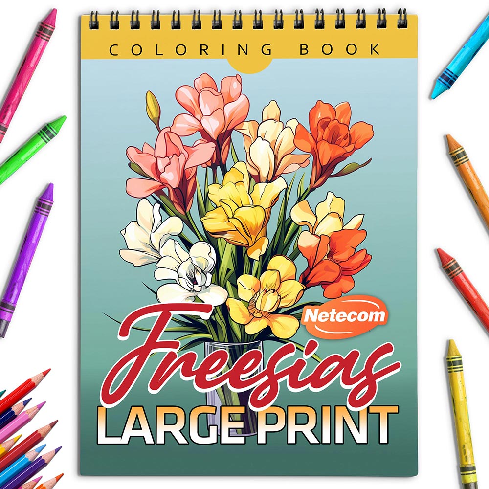 Netecom Large Print Freesias Coloring Book for Adults
