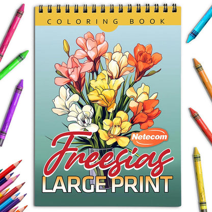 Netecom Large Print Freesias Coloring Book for Adults