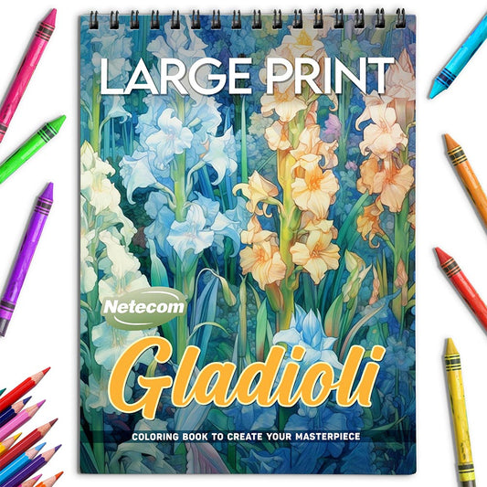 Netecom Large Print Gladioli Coloring Book for Adults