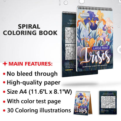 Netecom Large Print Irises Coloring Sheets for Adults