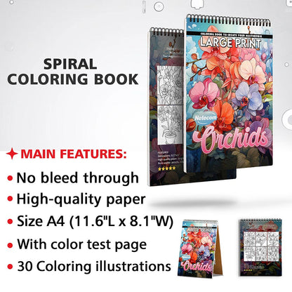Netecom Large Print Orchids Coloring Sheets for Adults