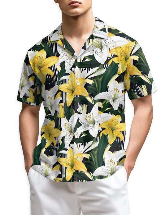 Netecom Lily Flower Hawaiian Shirt for Men
