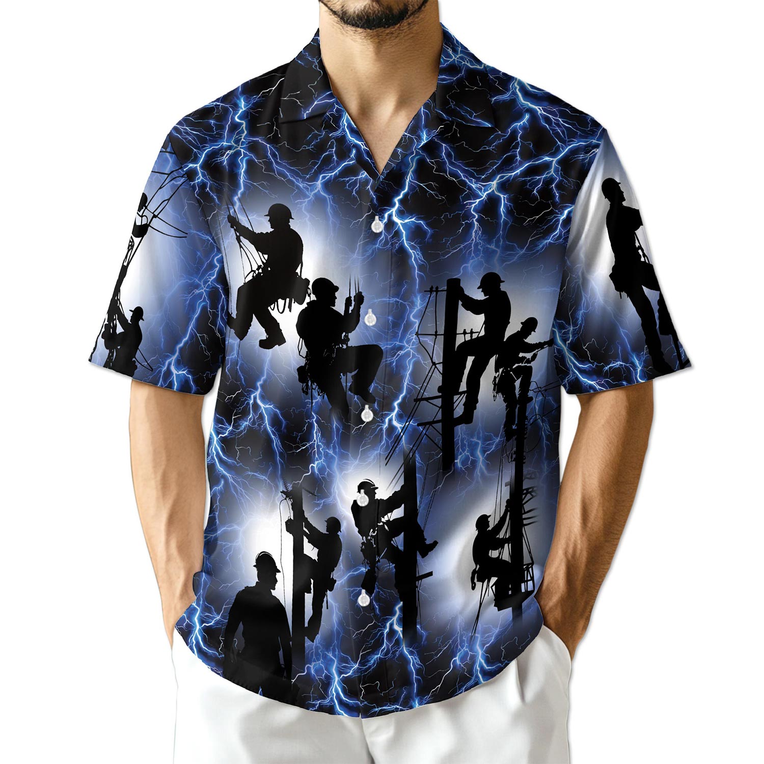 Netecom Lineman Lightning Hawaiian Shirt for Men