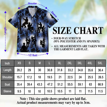 Netecom Lineman Lightning Hawaiian Shirt for Men, Button Down Summer Beach Short Sleeve, S-5XL