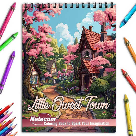 Netecom Little Sweet Town Coloring Book for Adults