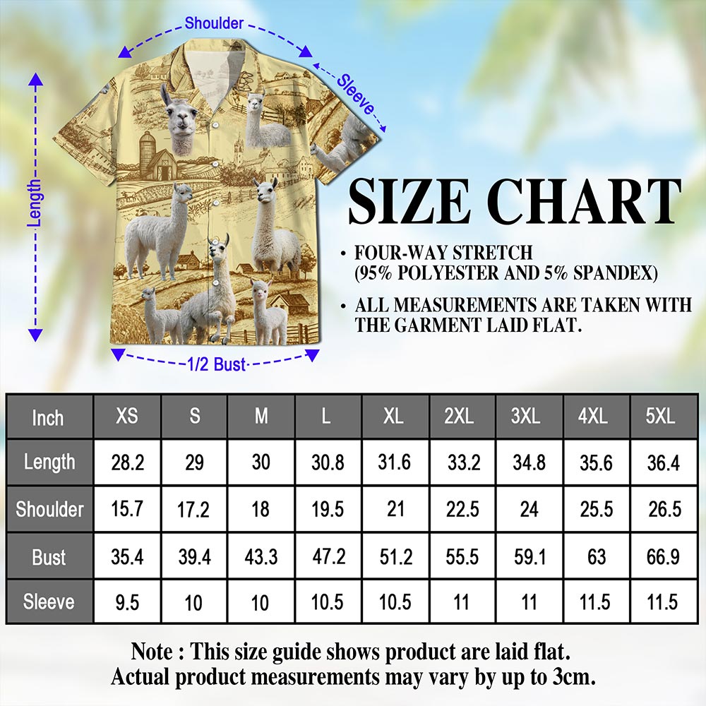 Netecom Llama Lovers Farm Hawaiian Shirt for Men, Button Down Summer Beach Short Sleeve, S-5XL