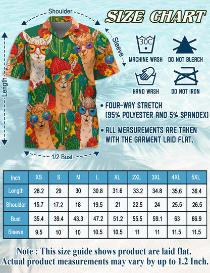Netecom Llamazing Hawaiian Shirt for Men, Tropical Style, Button Down Summer Beach Short Sleeve, S-5XL
