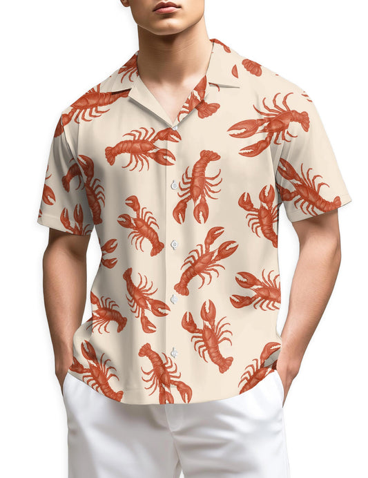 Netecom Lobster Pattern Hawaiian Shirt for Men