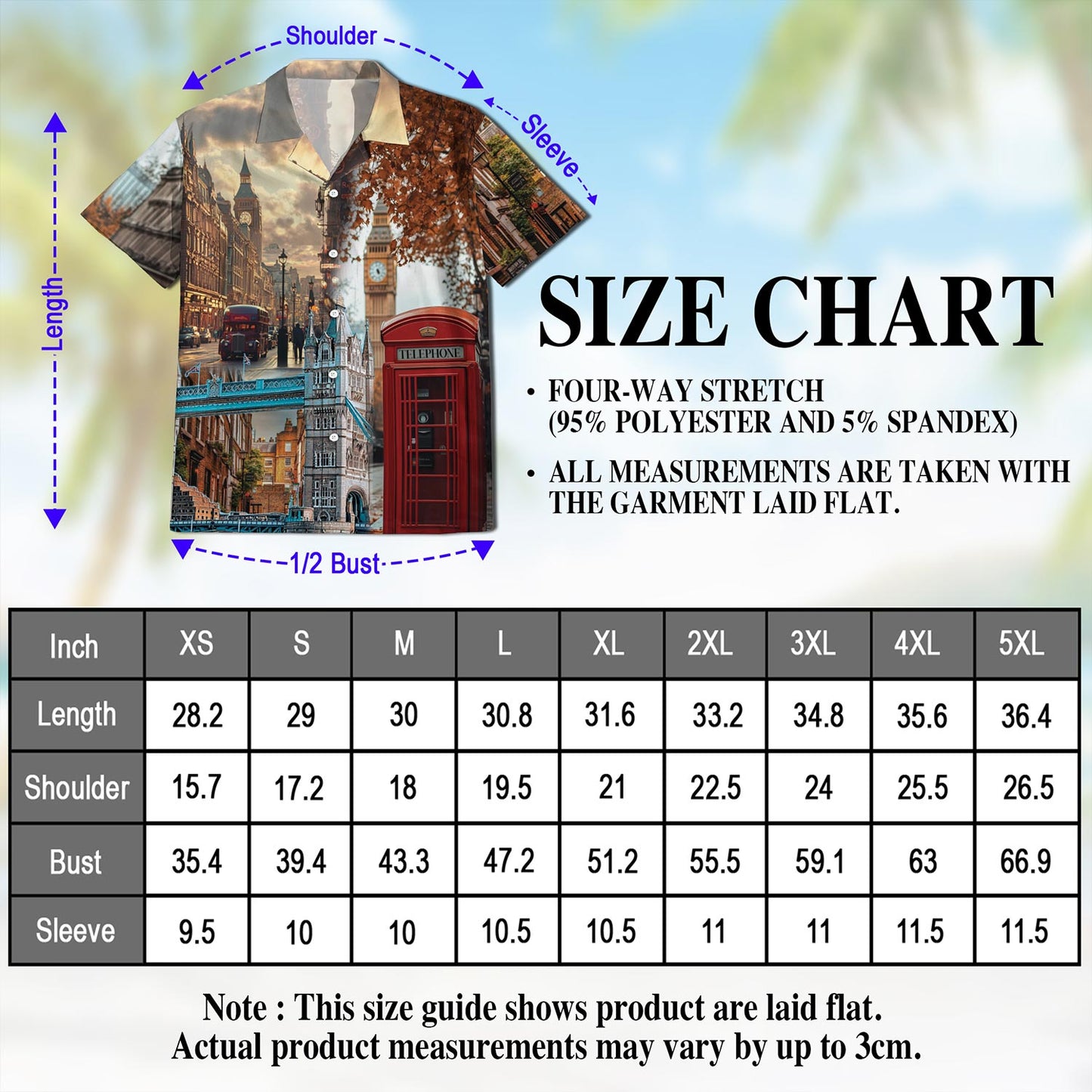 Netecom London Vintage Hawaiian Shirt for Men, Button Down Summer Beach Short Sleeve, Retro Style, S-5XL