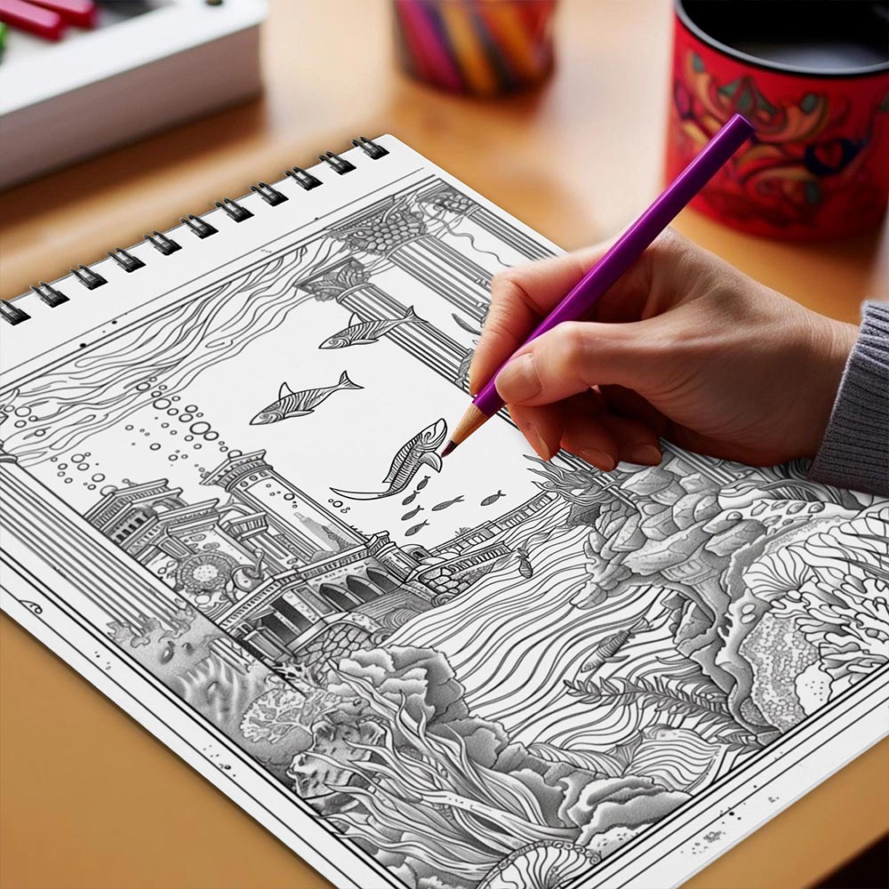 Netecom Lost Ocean Coloring Book Spiral Bound for Adults