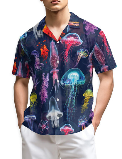 Netecom Luminescent Jellyfish Hawaiian Shirt for Men