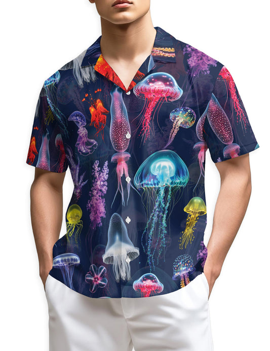 Netecom Luminescent Jellyfish Hawaiian Shirt for Men