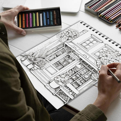 Netecom Main Street Spiral Bound Coloring Book for Adults
