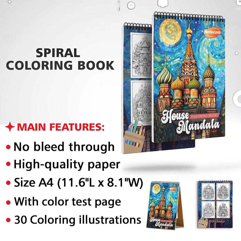 Netecom Mandala House Coloring Sheets for Adults