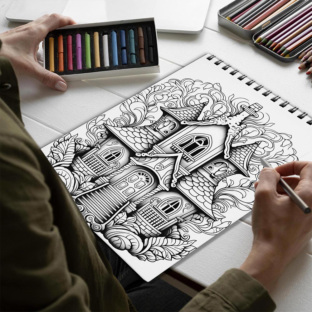 Netecom Mandala House Spiral Bound Coloring Book for Adults