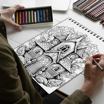 Netecom Mandala House Spiral Bound Coloring Book for Adults