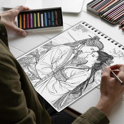Netecom Manhua Lovers Spiral Bound Coloring Book for Adults