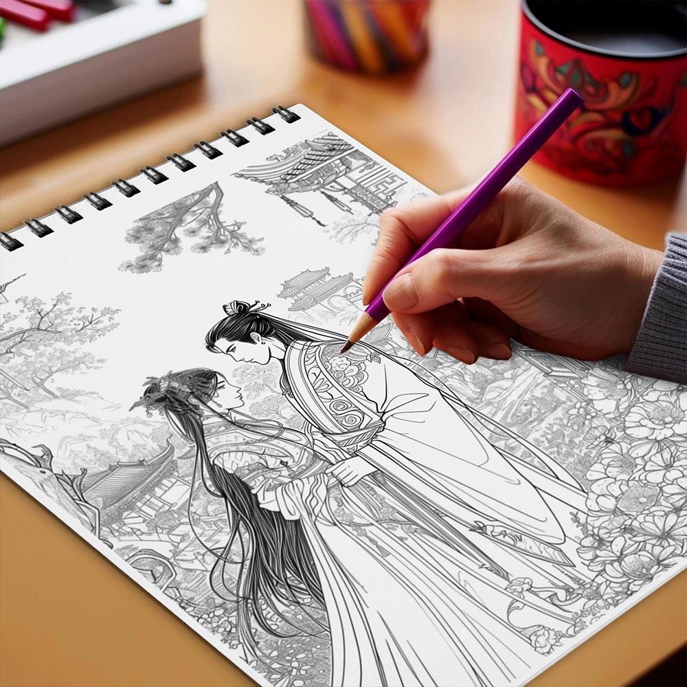 Netecom Manhua Lovers Coloring Book Spiral Bound for Adults
