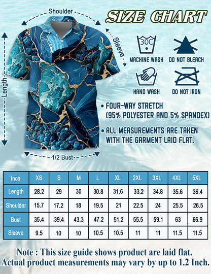 Netecom Marble Hawaiian Shirt for Men, Retro Style, Button Down Summer Beach Short Sleeve, S-5XL
